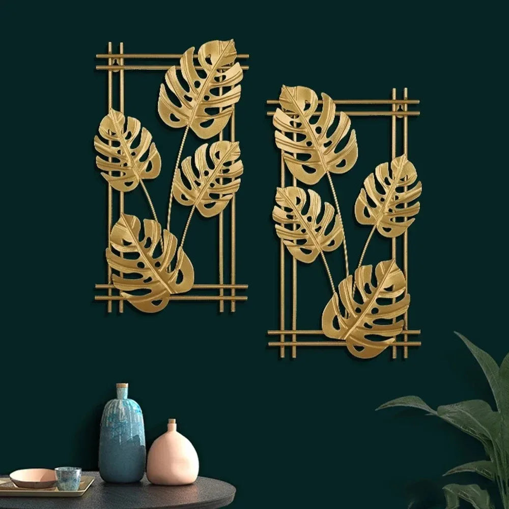 1Pcs Nordic Retro Metallic Plant Wall Mounted Photo Frame Ginkgo Leaf Art Home Living Room Wall Decoration Accessories