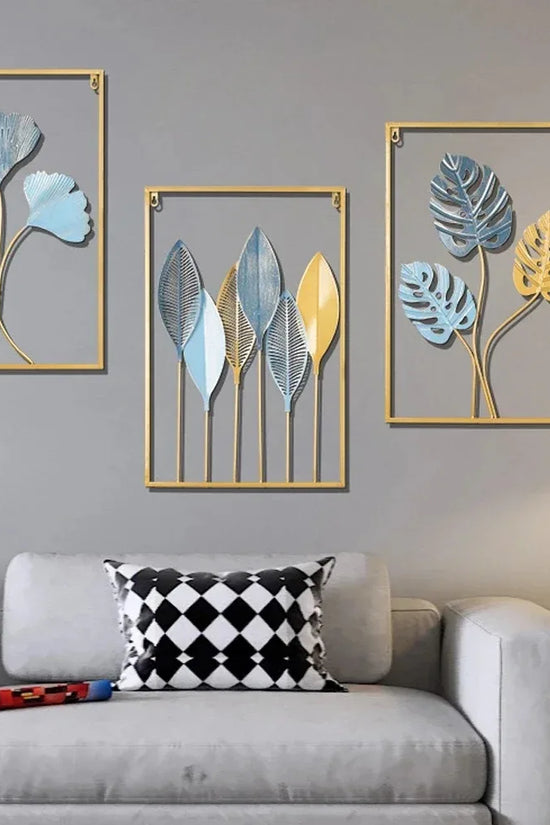 1Pcs Nordic Retro Metallic Plant Wall Mounted Photo Frame Ginkgo Leaf Art Home Living Room Wall Decoration Accessories