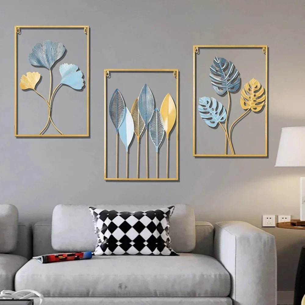 1Pcs Nordic Retro Metallic Plant Wall Mounted Photo Frame Ginkgo Leaf Art Home Living Room Wall Decoration Accessories