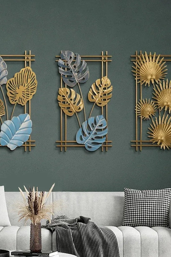 1Pcs Nordic Retro Metallic Plant Wall Mounted Photo Frame Ginkgo Leaf Art Home Living Room Wall Decoration Accessories