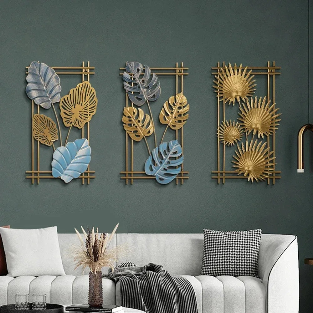 1Pcs Nordic Retro Metallic Plant Wall Mounted Photo Frame Ginkgo Leaf Art Home Living Room Wall Decoration Accessories