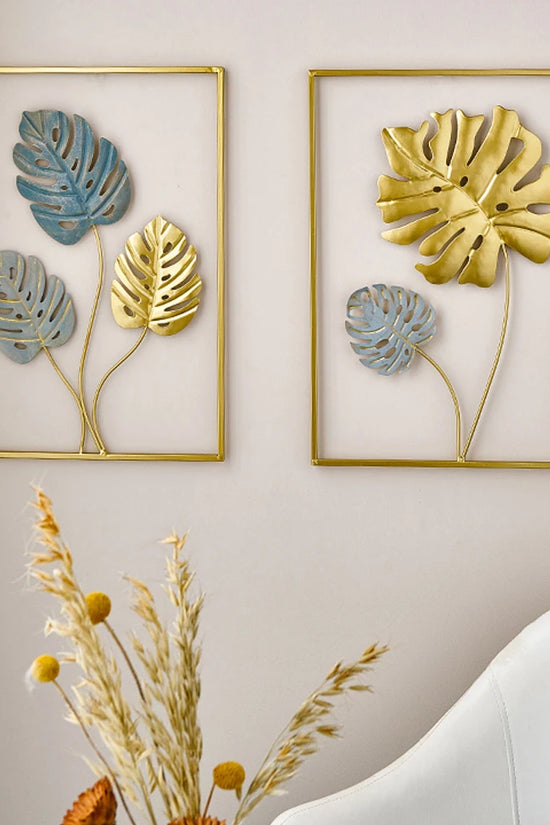 Metal Leaf Iron Wall Hanging Decor Palm Maple Leaves Plant Ginkgo Nordic Wall Pendant Mural Living Room Bedroom Home Decoration