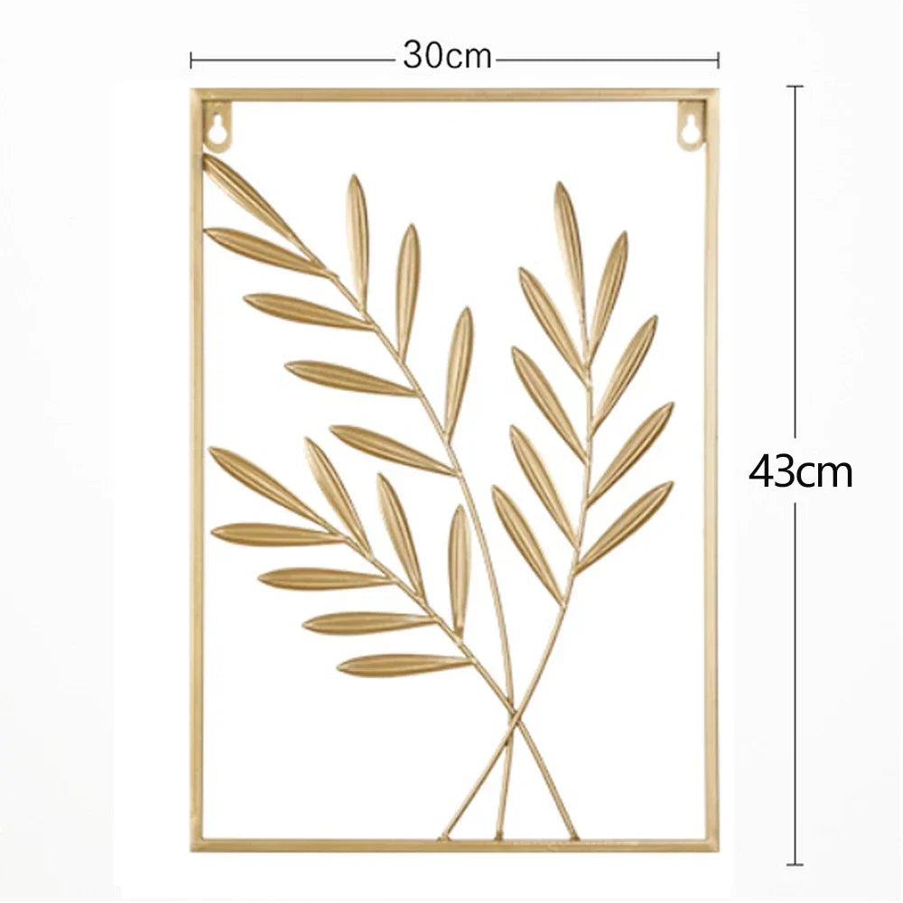1Pcs Nordic Retro Metallic Plant Wall Mounted Photo Frame Ginkgo Leaf Art Home Living Room Wall Decoration Accessories