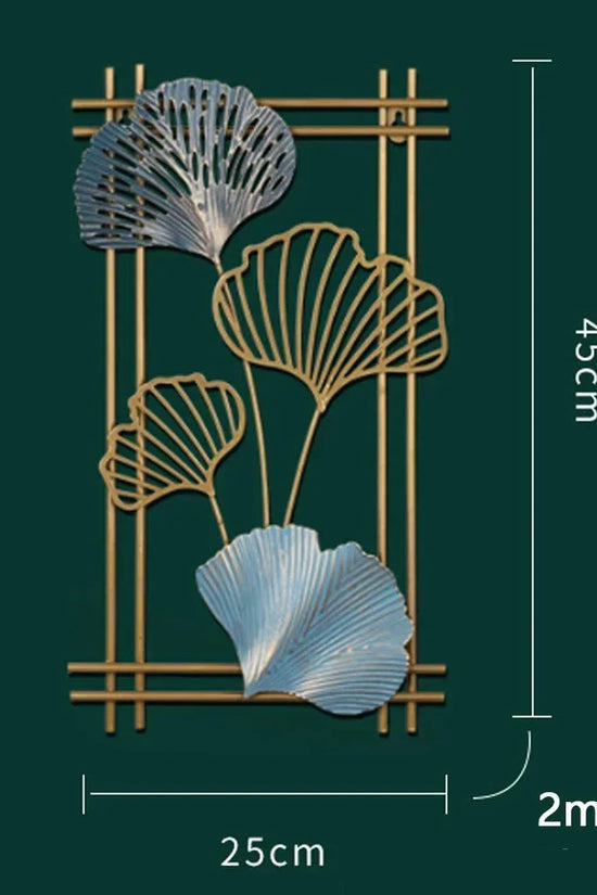 1Pcs Nordic Retro Metallic Plant Wall Mounted Photo Frame Ginkgo Leaf Art Home Living Room Wall Decoration Accessories