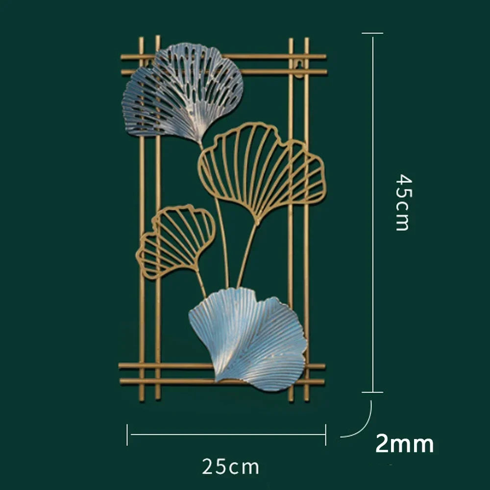 1Pcs Nordic Retro Metallic Plant Wall Mounted Photo Frame Ginkgo Leaf Art Home Living Room Wall Decoration Accessories
