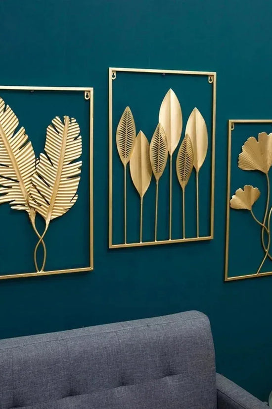 1Pcs Nordic Retro Metallic Plant Wall Mounted Photo Frame Ginkgo Leaf Art Home Living Room Wall Decoration Accessories