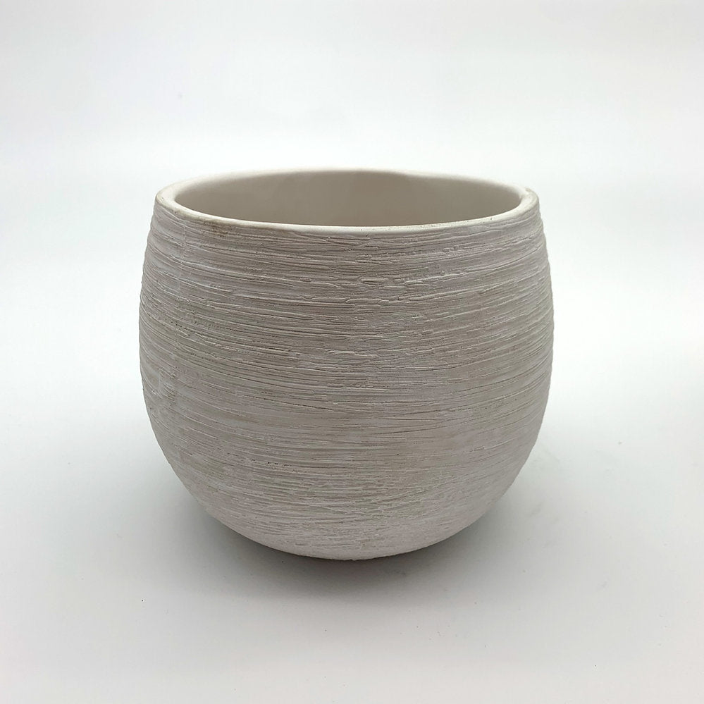The Sidekick white round planter with a soft textured finish photographed on a clean white background.