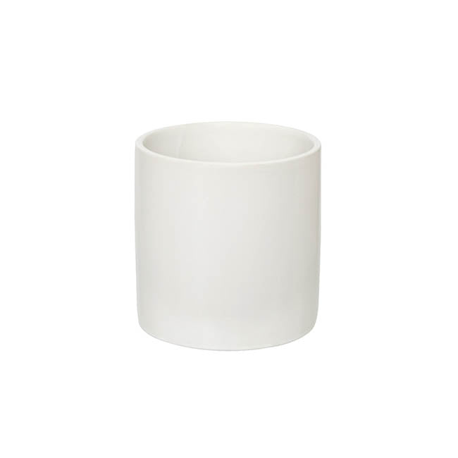 Comfy Fit white satin-matte ceramic planter photographed on a clean white background.