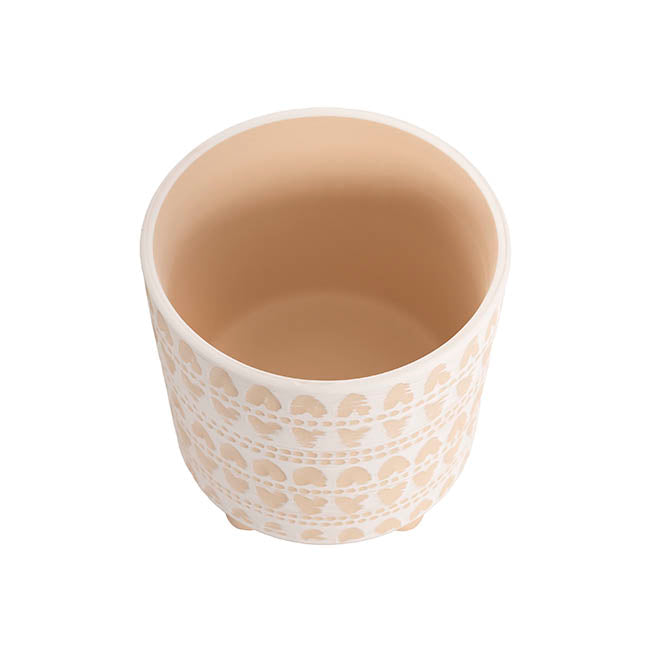 The Matchmaker large cream patterned planter with raised feet, photographed against a clean white background.