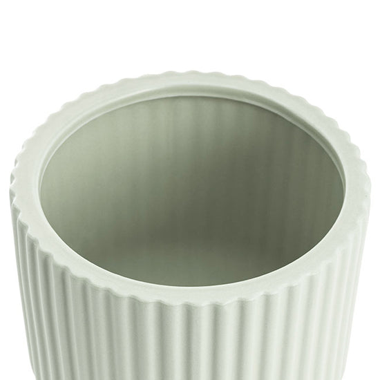 Top-down view of The Perfect Fit sage planter showing its rounded interior and ribbed outer design.