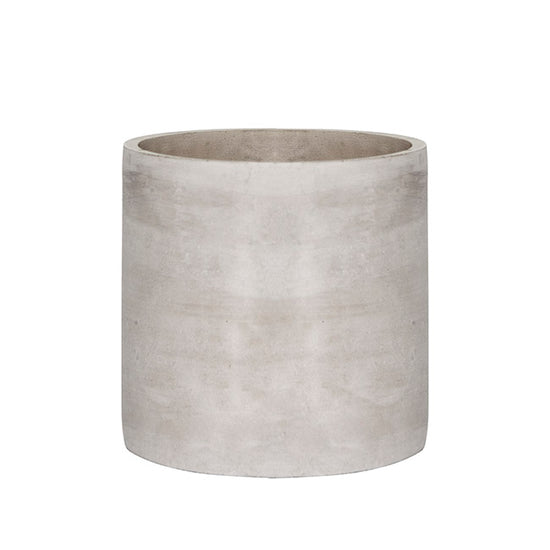 The Quiet Achiever matte grey cement planter, with a smooth cylindrical shape, photographed on a white background.