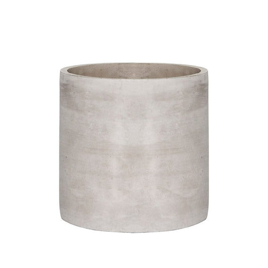 The Quiet Achiever matte grey cement planter, with a smooth cylindrical shape, photographed on a white background.